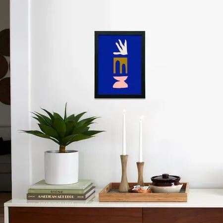 Society6 Mediterranean Villa affiche encadrée 9x12 bleu