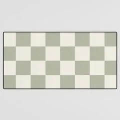 Society6 Checkered Sage Cream tapis de bureau damier vert