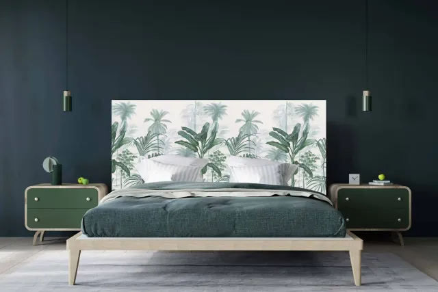 Mademoiselle Tiss Jardin Tropical tête de lit monochrome