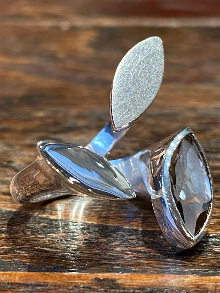 Galerie Kara quartz fumé 2 bague argent sterling pierre naturelle