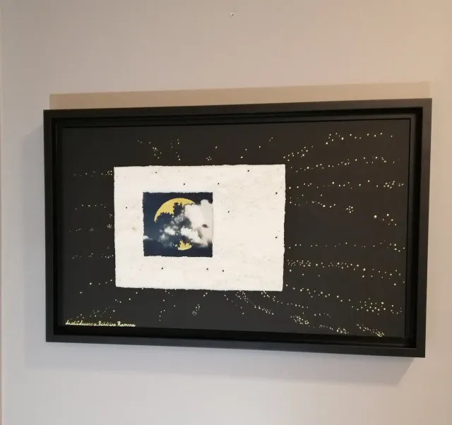 Sandrine Ramona Là-haut I tableau encadré feuille d'or