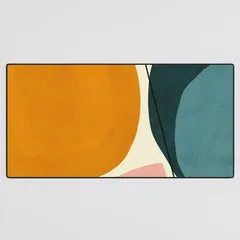 Society6 Formes Abstraites tapis de bureau grand ocre sarcelle