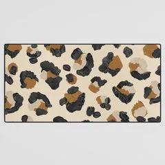 Society6 Leopard Print Neutral Gold tapis de bureau léopard doré