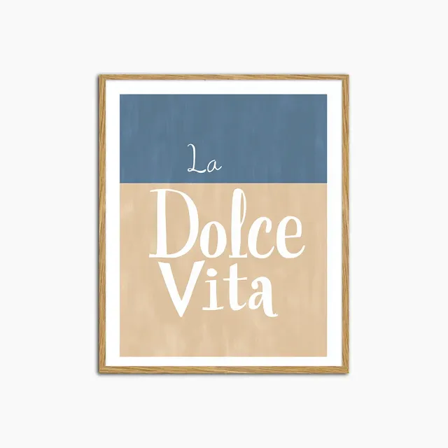 Any Image Dolce Vita affiche encadrée typographique