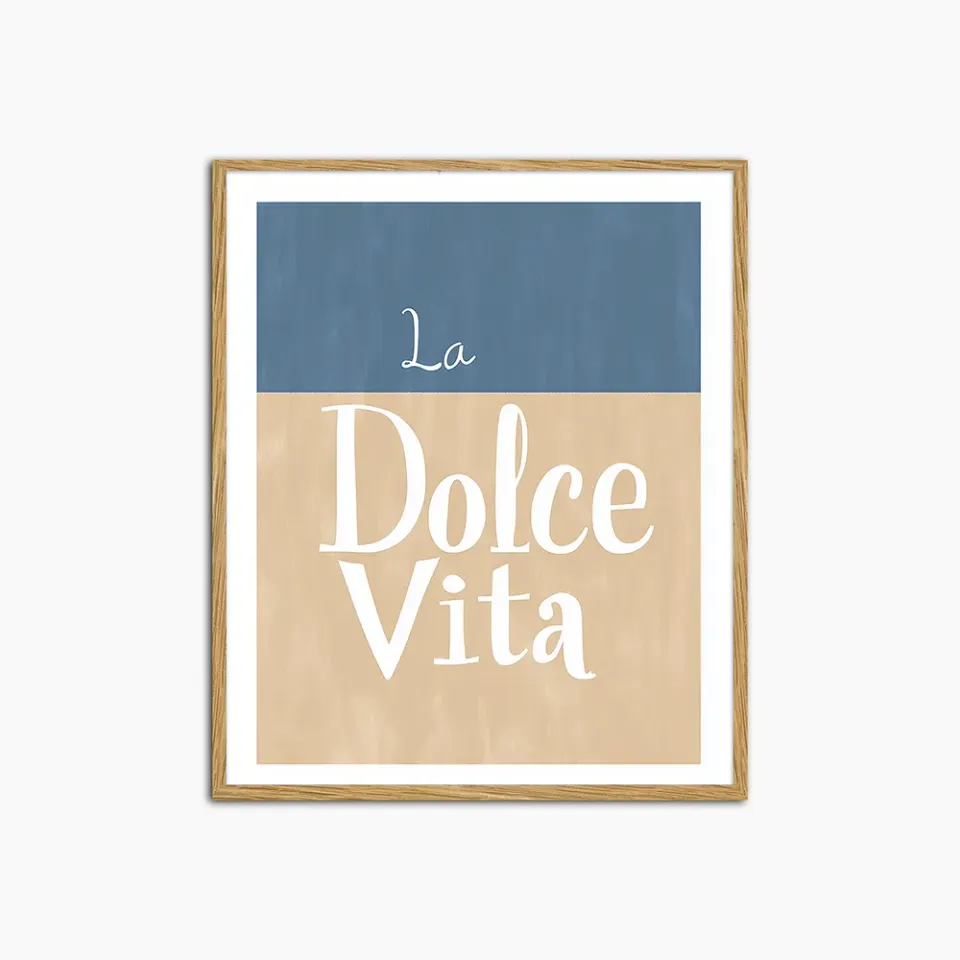 Any Image Dolce Vita affiche encadrée typographique