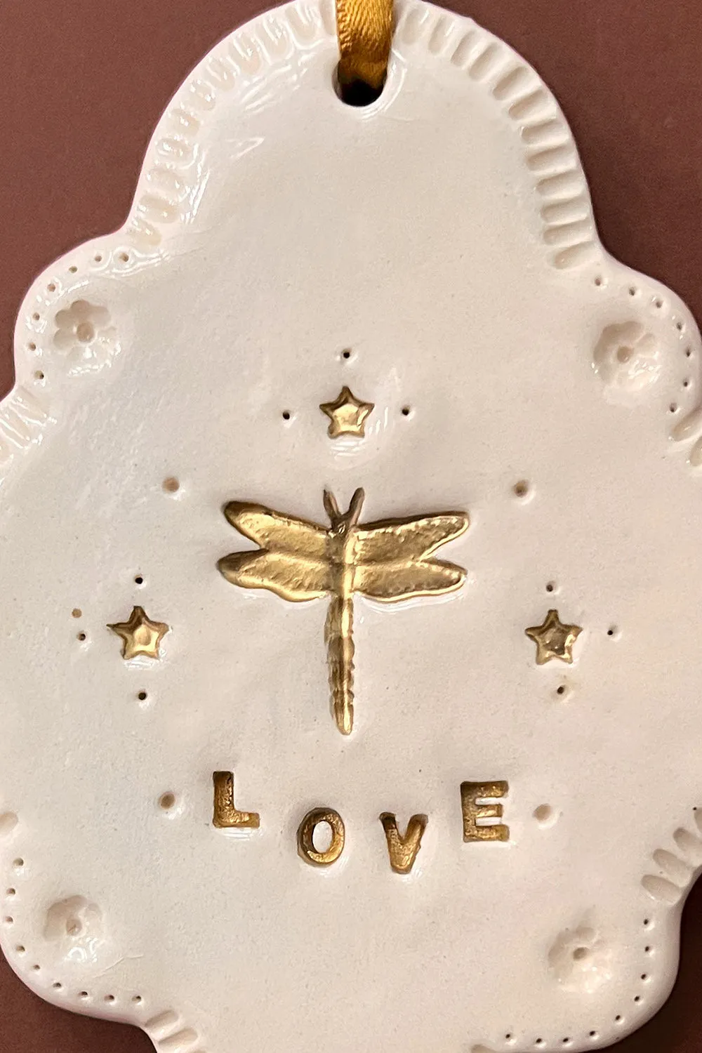 Biankaléone Love libellule d'or talisman 8,5 x 11 cm