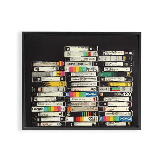 Society6 VHS Stack toile encadrée cassettes rétro