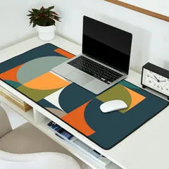 Society6 Mid Century Geometric 12/2 tapis de bureau orange