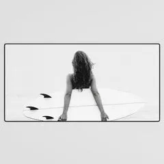Society6 Surf Girl tapis de bureau noir et blanc