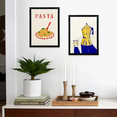 Society6 Happy Food Set affiche encadrée cuisine italienne