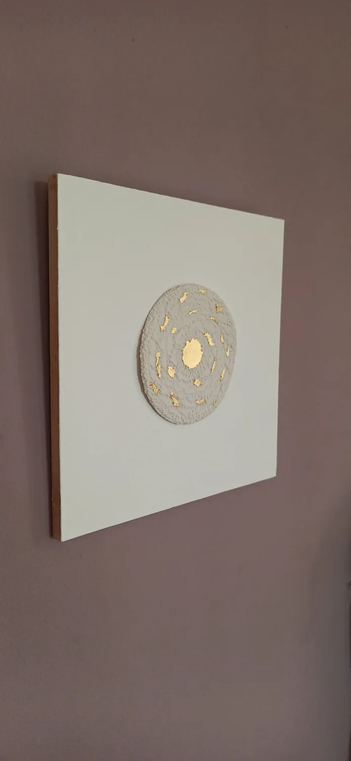 Tourbillon I tableau bois porcelaine feuille d'or pièce unique