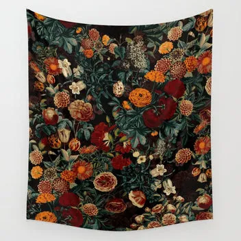 Society6 Exotic Garden Night XXI tapis de bureau fleurs nuit