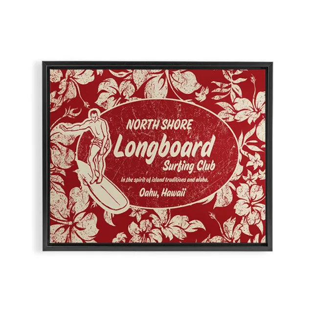 Society6 Club Surfing toile encadrée hibiscus surf