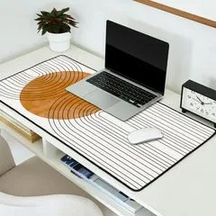 Society6 Abstract Flow tapis de bureau cercles ocre