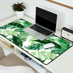 Society6 Green Leaf Watercolor Pattern tapis de bureau feuilles vertes