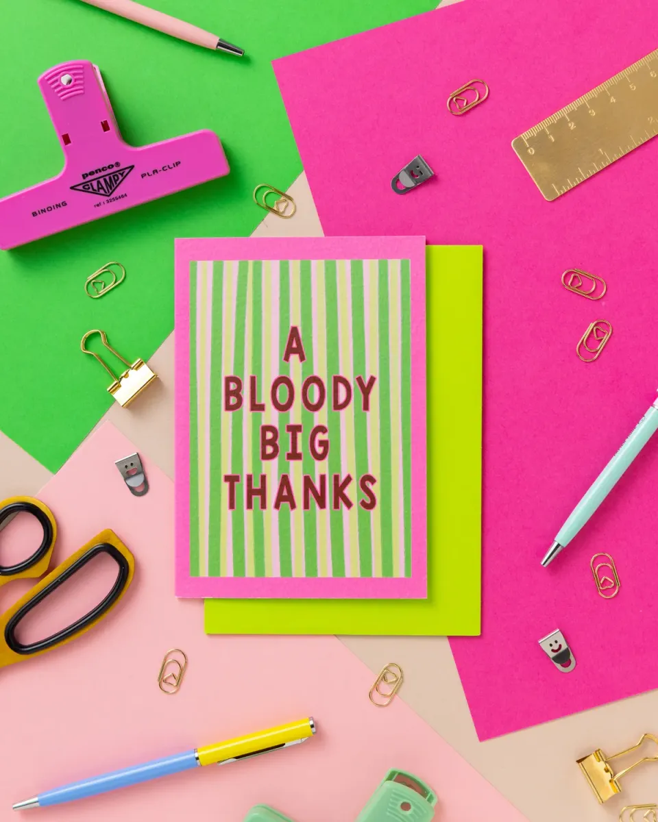 Maddison Ball A Big Bloody Thanks carte A6 enveloppe