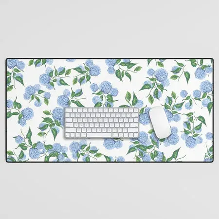 Society6 Hydrangea tapis de bureau hortensia bleu