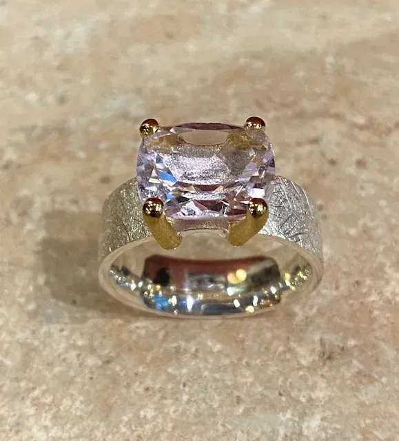 Galerie Kara bague améthyste argent brossé vermeil