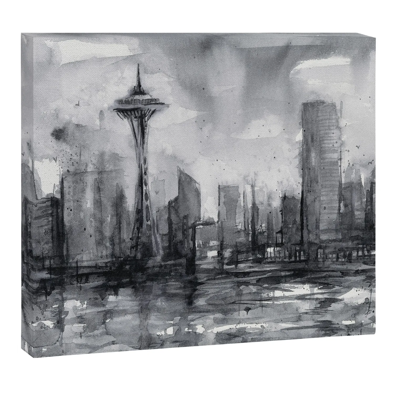 Society6 Seattle Skyline toile noir et blanc