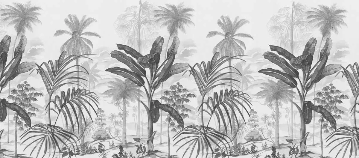 Mademoiselle Tiss Jardin Tropical tête de lit noir blanc