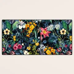Society6 Exotic Garden tapis de bureau fleurs navy