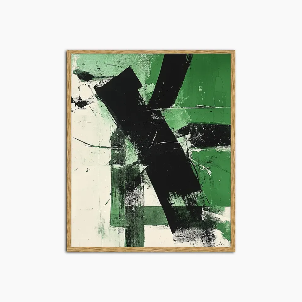 Any Image Liv Corday Black & Green Abstract Art toile encadrée