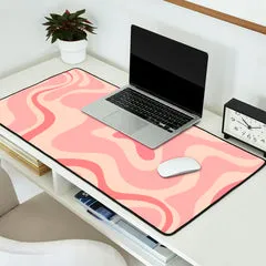 Society6 Retro Liquid Swirl tapis de bureau rose poudré