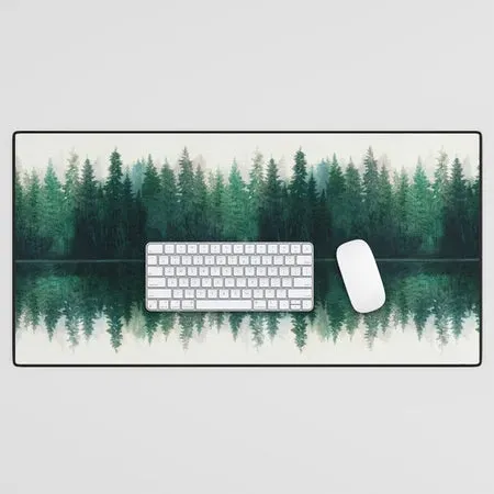 Society6 Reflection tapis de bureau forêt lac