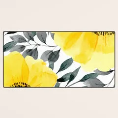 Society6 Big yellow watercolor flowers tapis de bureau fleurs