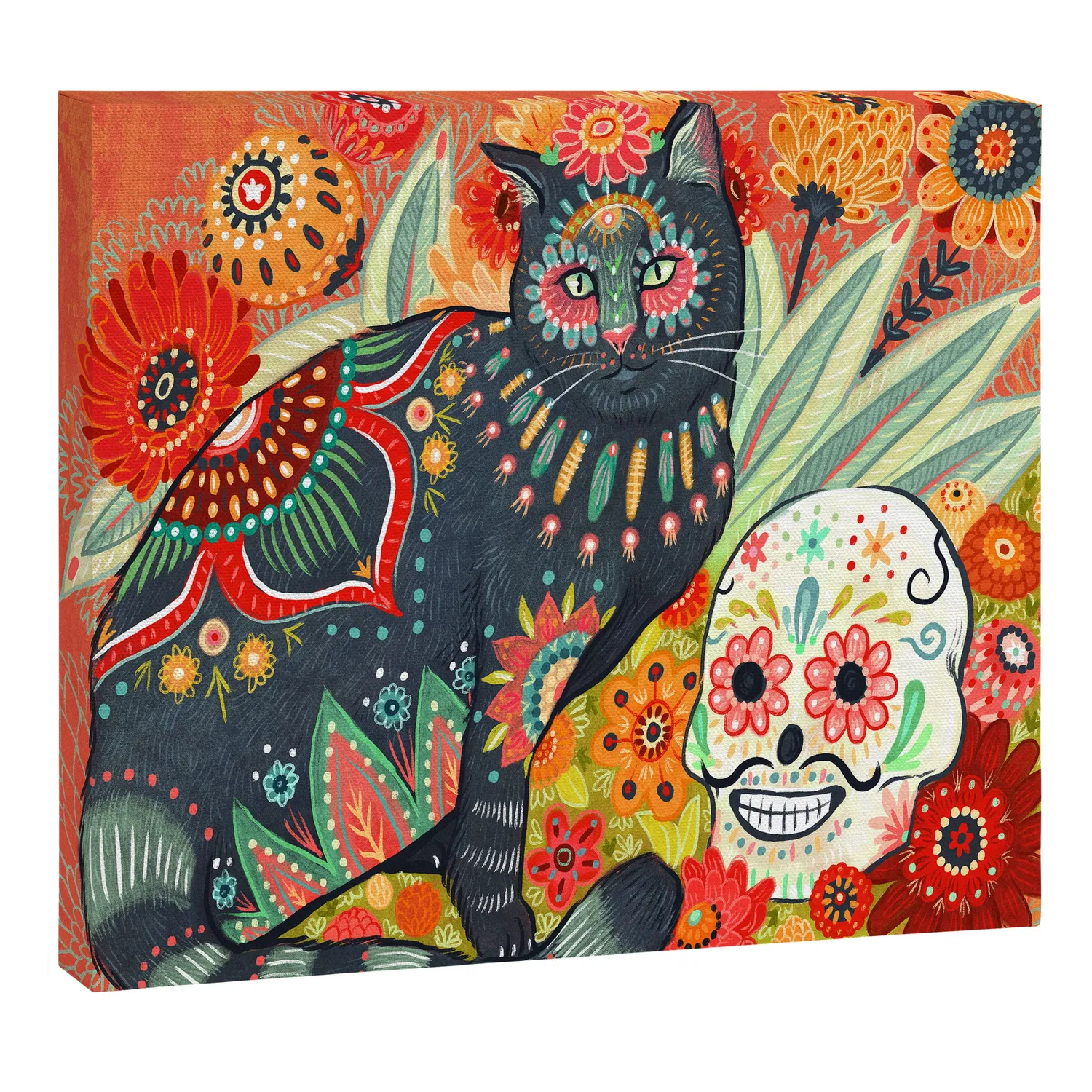 Society6 Dia De Los Muertos Cat toile chat crâne