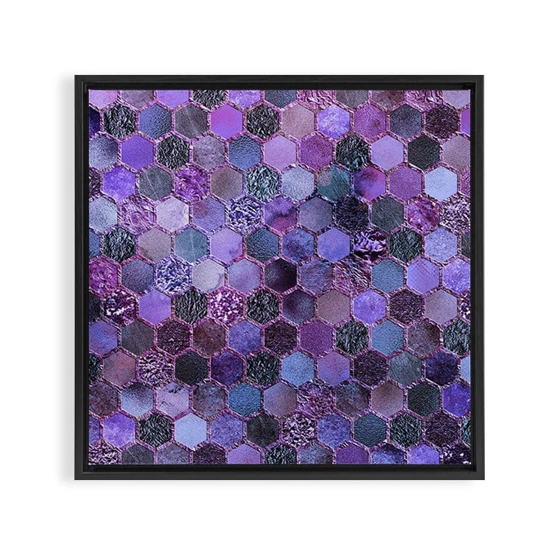 Society6 Purple geometric hexagonal elegant & luxury pattern toile encadrée