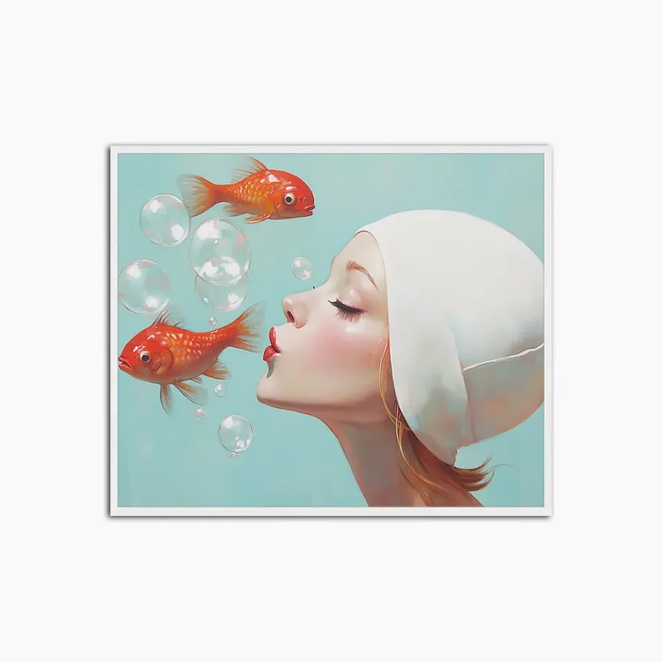 Any Image Liv Corday Bubble Fish affiche encadrée