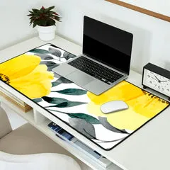 Society6 Big yellow watercolor flowers tapis de bureau fleurs