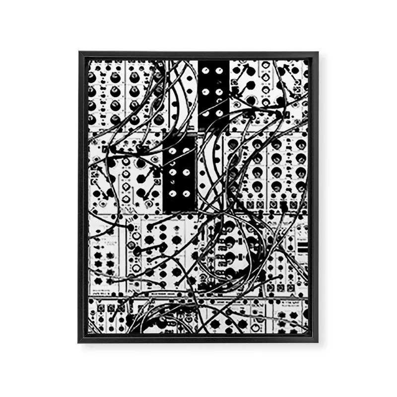 Society6 Modular Synthé toile encadrée noir blanc