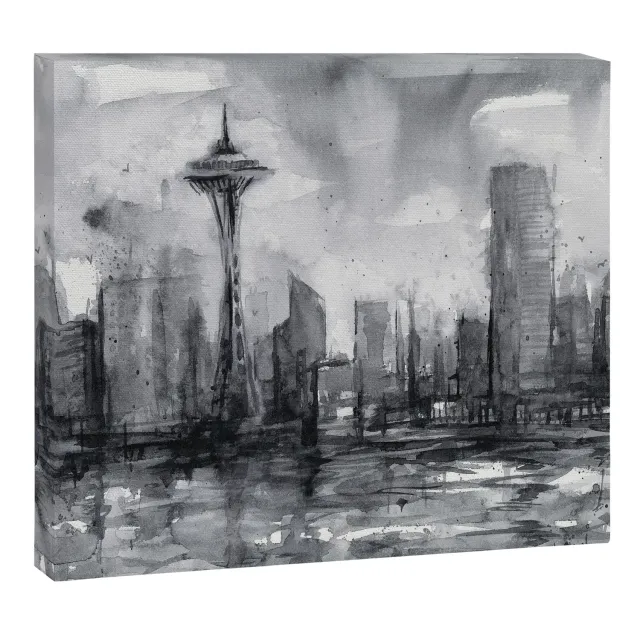 Society6 Seattle Skyline toile noir et blanc