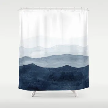 Society6 Indigo Watercolor Mountains tapis de bureau bleu