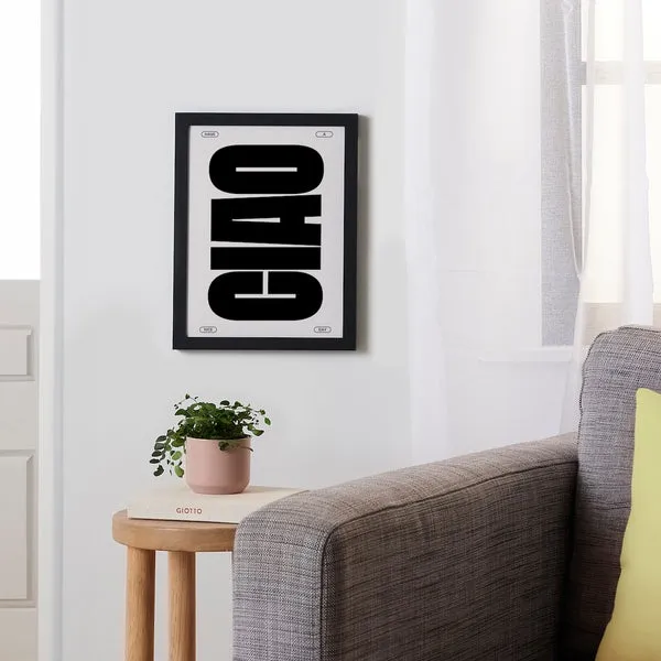 Society6 Ciao Bold Typography affiche encadrée typo 9x12