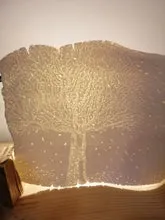 Sandrine Ramona Lithophanie Feuille d’automne plaque porcelaine 43 cm