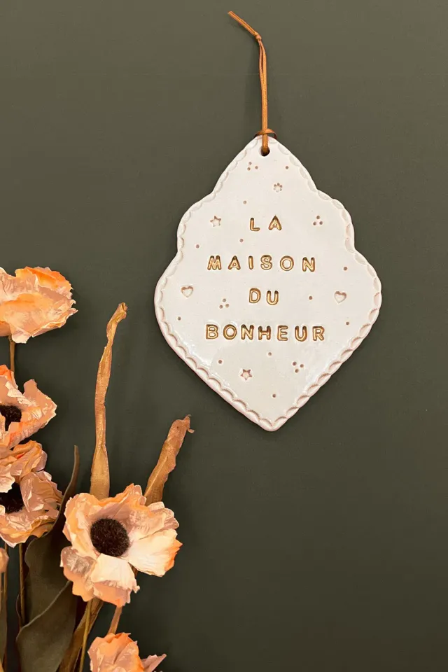 Biankaléone Médaillon La maison du bonheur mural 10 x 13,5 cm