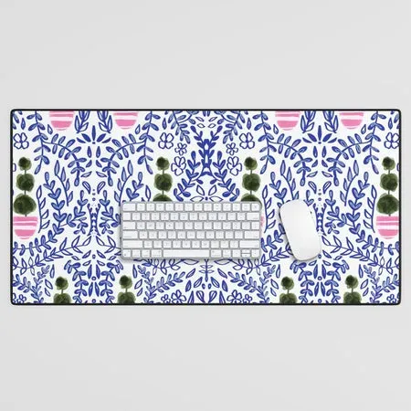 Society6 Southern Living Chinoiserie tapis de bureau bleu cobalt