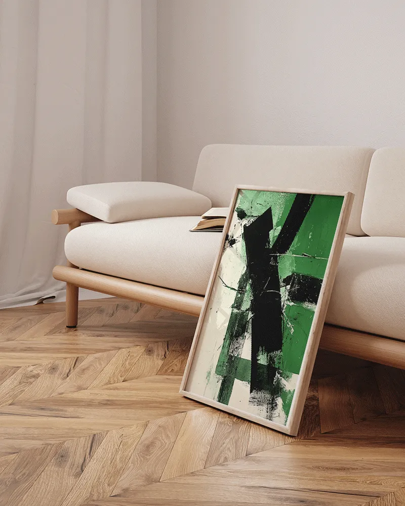 Any Image Liv Corday Black & Green Abstract Art toile encadrée