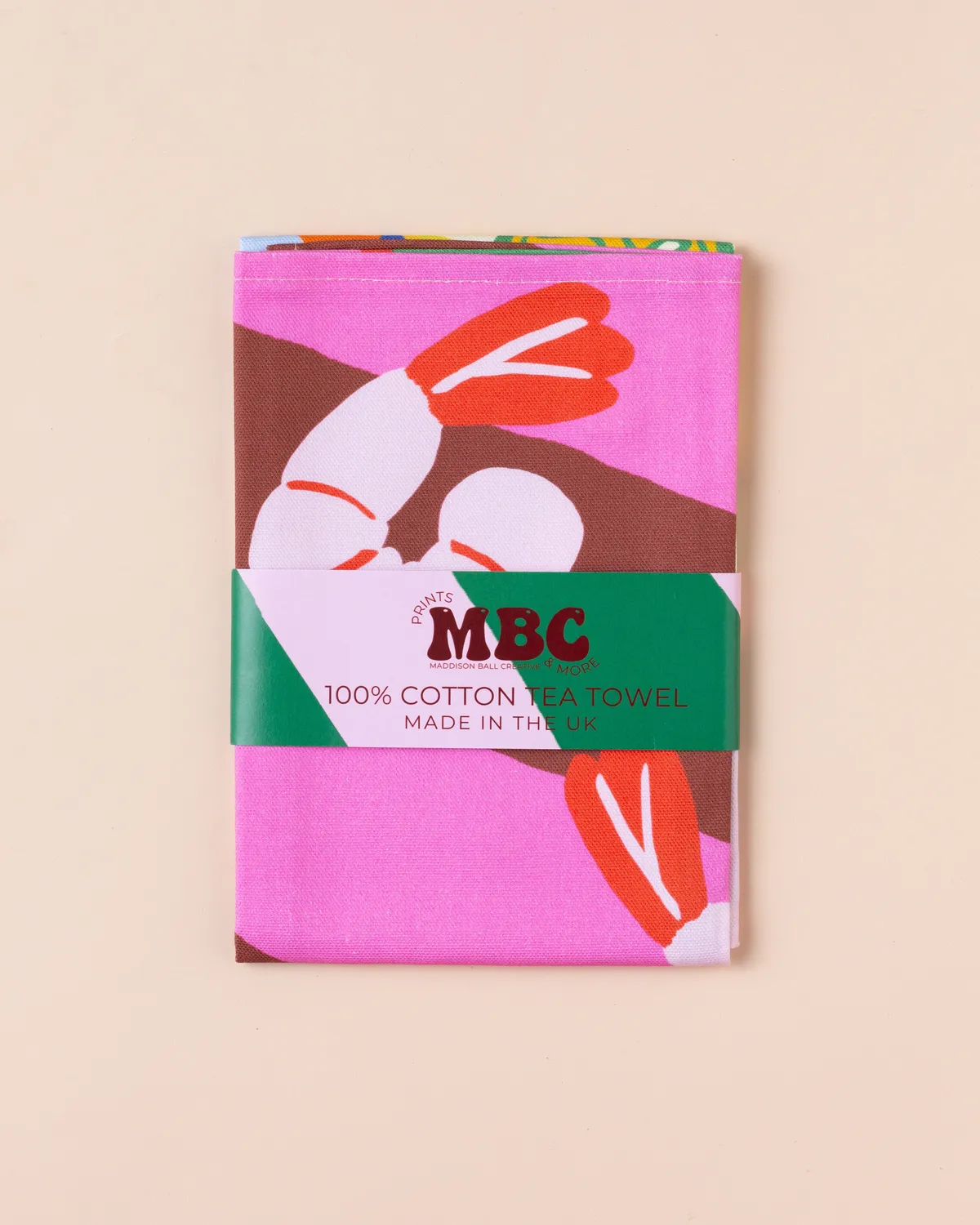 Maddison Ball Prawn Kitchen Print torchon cuisine en coton