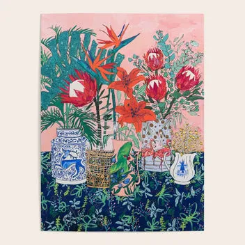 Society6 The Domesticated Jungle Floral Still Life tapis de bureau