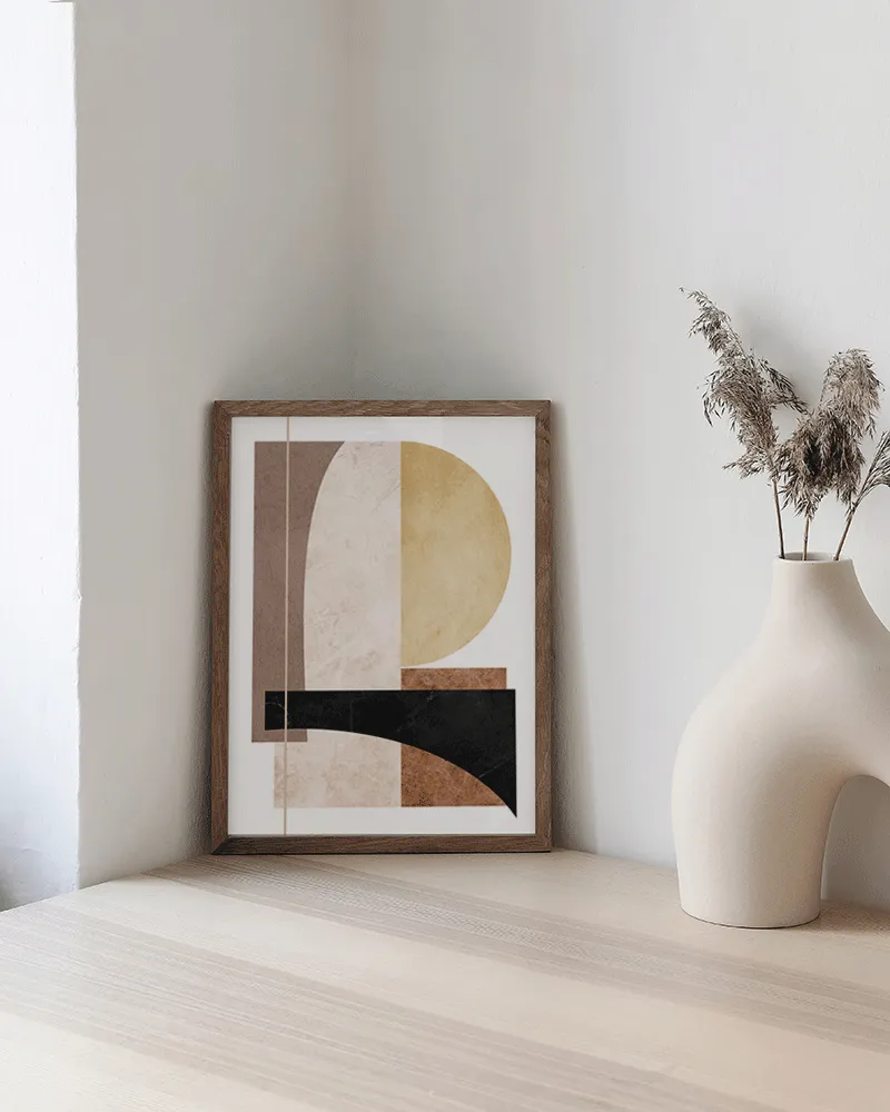 Any Image Abstract Shapes in Amber affiche encadrée