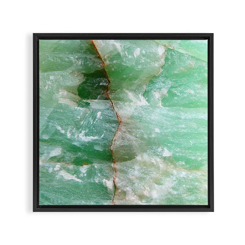 Society6 Crystalized Pale Green Quartz Slab with Copper Vein toile encadrée