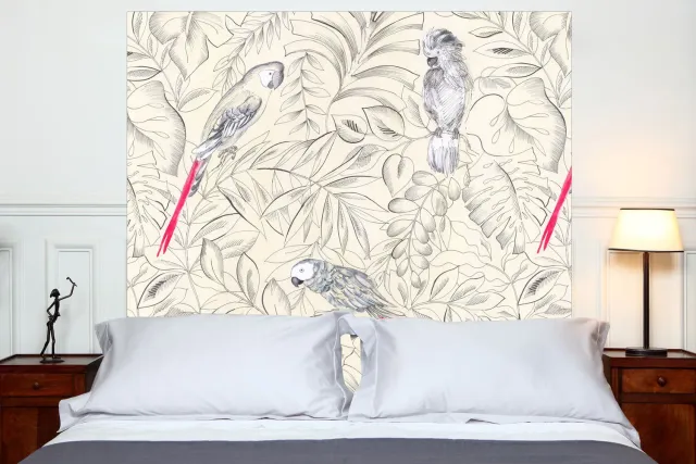 Mademoiselle Tiss Perroquets tête de lit tissu