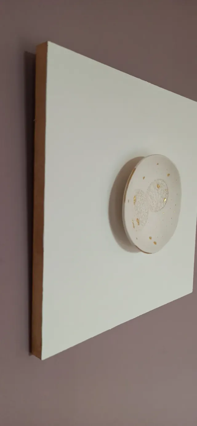 Sandrine Ramona Cosmos I tableau bois porcelaine dorée 300 g