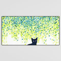 Society6 Cat in the garden under willow tree tapis de bureau chat