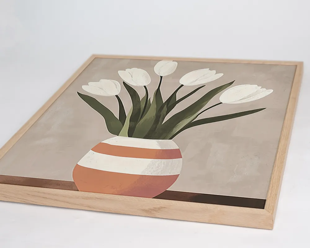 Any Image White Tulips Beige Vase tableau fleurs doux