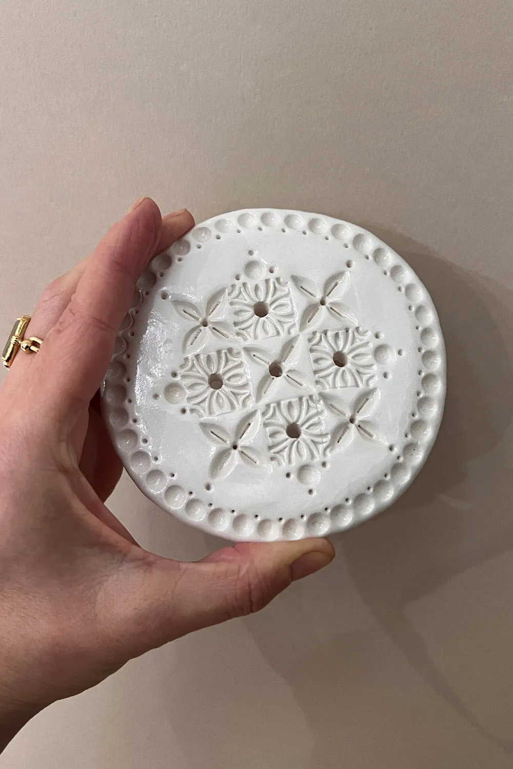 Biankaléone Porte-fleur rond géométrie fleurie décor mural 10 cm